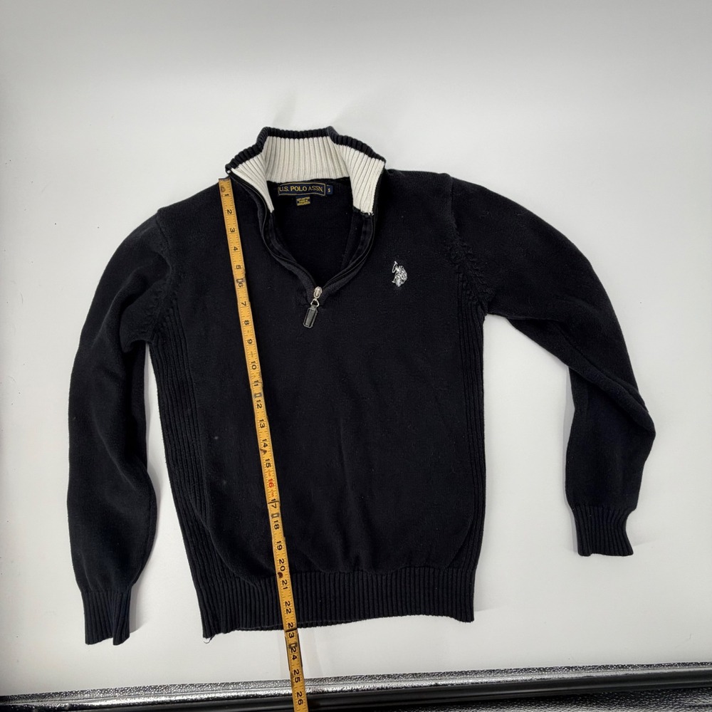 US Polo Assn Mens Small Navy Blue Quarter Zip Cotton Knit Pullover Sweater - Picture 4 of 5